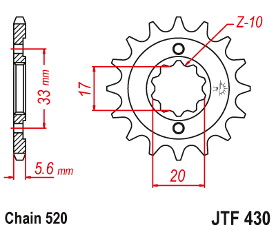 PINHÃO JT SPROCKETS 520 KAWASAKI KX 250F / SUZUKI RM-Z 250 2004-2006 - Image 3
